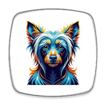 Chien à crête chinoise race dessin animé coloré Kawaii - Magnet carré - blanc - Devant