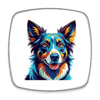 Kroatische Schäferhund Rasse Karikatur Kawaii - Viereckiger Kühlschrankmagnet - Weiß - Vorne