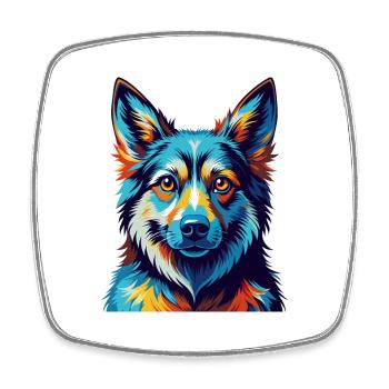 Czechoslovakian Vlcak Dog Breed Cartoon Kawaii - Square fridge magnet - white - Front