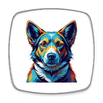 Canaan Chien Race Coloré Dessin Animé Kawaii - Magnet carré - blanc - Devant