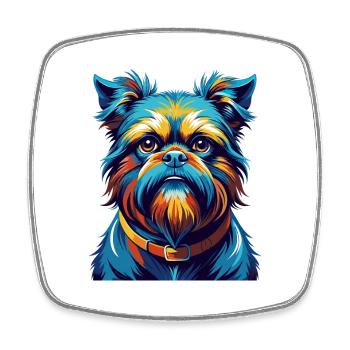 Brüsseler Griffon Hunderasse Bunte Karikatur Kawaii - Viereckiger Kühlschrankmagnet - Weiß - Vorne