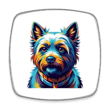 Cairn Terrier Hunderasse Bunte Karikatur Kawaii - Viereckiger Kühlschrankmagnet - Weiß - Vorne
