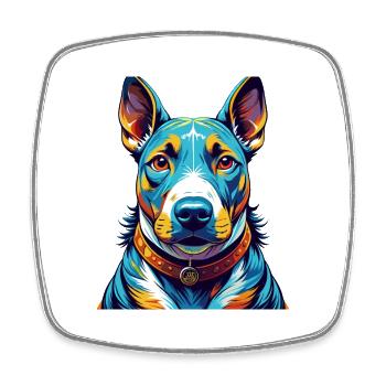 Bullterrier Miniatur Hund Rasse Karikatur Kawaii - Viereckiger Kühlschrankmagnet - Weiß - Vorne