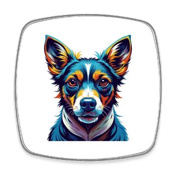 Terrier brésilien race de chien dessin animé Kawaii - Magnet carré - blanc - Devant