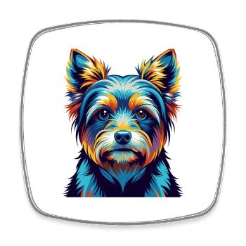 Biewer Terrier Hunderasse Bunte Karikatur Kawaii - Viereckiger Kühlschrankmagnet - Weiß - Vorne