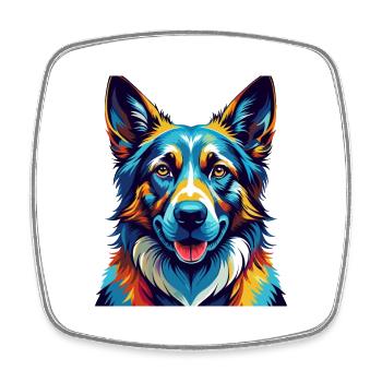 Bohemian Shepherd Dog Breed Cartoon Kawaii - Square fridge magnet - white - Front