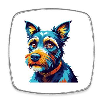 Blauer Paul Terrier Hund Rasse Karikatur Kawaii - Viereckiger Kühlschrankmagnet - Weiß - Vorne
