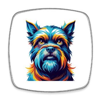 Griffon belge Chien Race Coloré Dessin animé Kawaii - Magnet carré - blanc - Devant