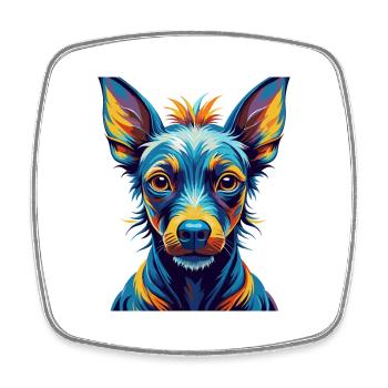 American Hairless Terrier Chien Race Dessin animé Kawaii - Magnet carré - blanc - Devant