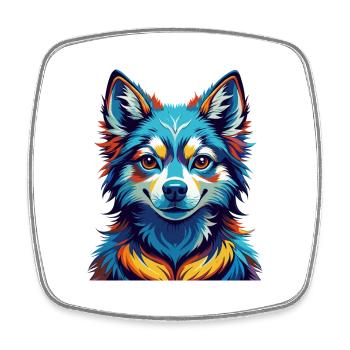 Alaskan Klee Kai Dog Breed Colorful Cartoon Kawaii - Square fridge magnet - white - Front