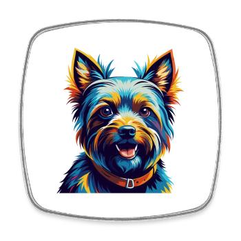 Australian Silky Terrier Dog Breed Cartoon Kawaii - Square fridge magnet - white - Front