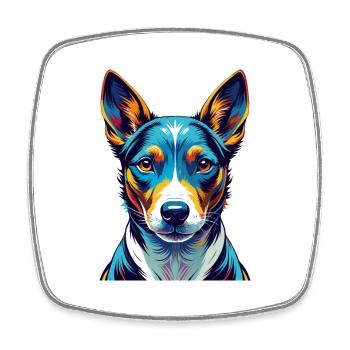 Basenji Hunderasse Bunte Karikatur Kawaii - Viereckiger Kühlschrankmagnet - Weiß - Vorne