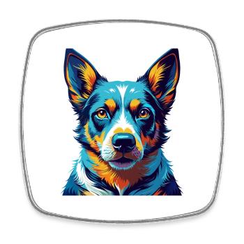 Bouvier australien chien race dessin animé Kawaii - Magnet carré - blanc - Devant