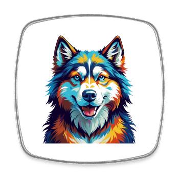 Alaskan Malamute Hunderasse Bunte Karikatur Kawaii - Viereckiger Kühlschrankmagnet - Weiß - Vorne