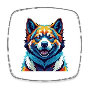 Amerikanische Akita Hunderasse Bunte Karikatur Kawaii - Viereckiger Kühlschrankmagnet - Weiß - Vorne