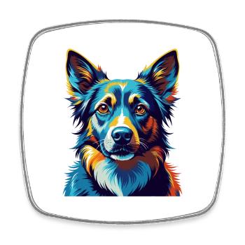 Alano Espanol Dog Breed Colorful Cartoon Kawaii - Square fridge magnet - white - Front
