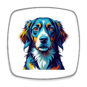 Chien de chasse norvégien race Dessin animé coloré Kawaii - Magnet carré - blanc - Devant