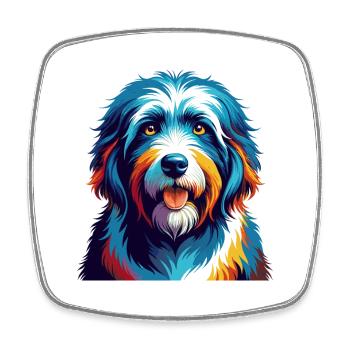 Vieux chien de berger anglais race coloré dessin animé Kawaii - Magnet carré - blanc - Devant