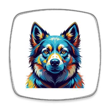 Norvégien Buhund Chien Race Coloré Dessin Animé Kawaii - Magnet carré - blanc - Devant