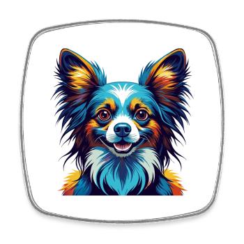 Papillon Hunderasse Bunte Karikatur Kawaii - Viereckiger Kühlschrankmagnet - Weiß - Vorne