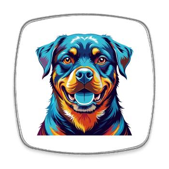 Rottweiler Chien Race Coloré Dessin Animé Kawaii - Magnet carré - blanc - Devant