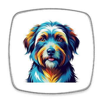 Chien de berger des Pyrénées race Dessin animé coloré Kawaii - Magnet carré - blanc - Devant