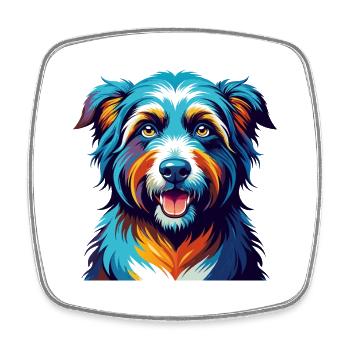 Romanian Sheepdog Breed Colorful Cartoon Kawaii - Square fridge magnet - white - Front