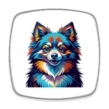 Pommersche Deutsche Spitz Hunderasse Karikatur Kawaii - Viereckiger Kühlschrankmagnet - Weiß - Vorne