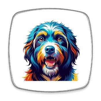 Portuguese Sheepdog Breed Colorful Cartoon Kawaii - Square fridge magnet - white - Front