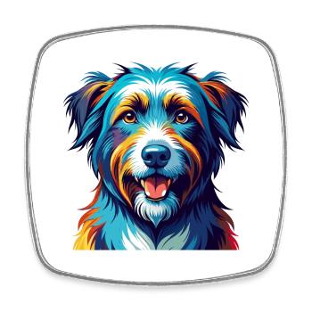 Berger des Pyrénées Race Dessin animé Kawaii - Magnet carré - blanc - Devant