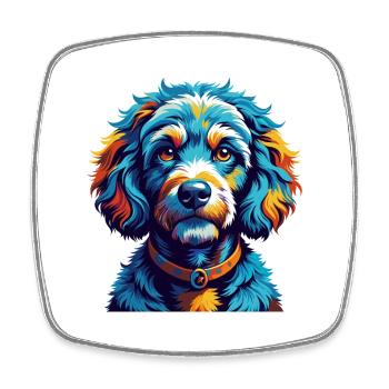 Caniche Chien Race Coloré Dessin Animé Kawaii - Magnet carré - blanc - Devant