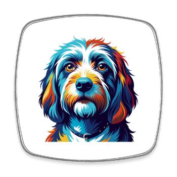 Petit Basset Griffon Vendéen Hunderasse Karikatur - Viereckiger Kühlschrankmagnet - Weiß - Vorne