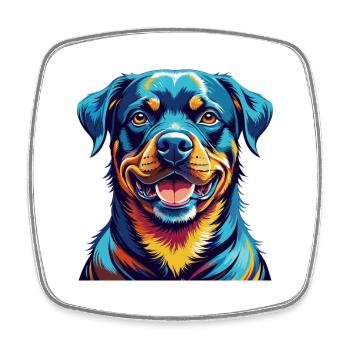 Rottweiler Hunderasse Bunt Karikatur Kawaii - Viereckiger Kühlschrankmagnet - Weiß - Vorne