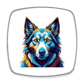 Russischer Wolfshund Hunderasse Karikatur Kawaii - Viereckiger Kühlschrankmagnet - Weiß - Vorne