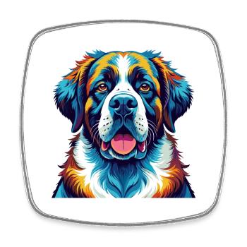 Saint Bernard Chien Race Coloré Dessin Animé Kawaii - Magnet carré - blanc - Devant