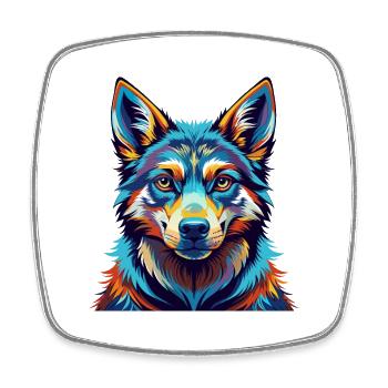Tamaskan Dog Breed Colorful Cartoon Kawaii - Square fridge magnet - white - Front
