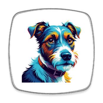 Parson Russell Terrier Dog Breed Cartoon Kawaii - Square fridge magnet - white - Front