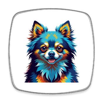 Pommersche Hunderasse Bunte Karikatur Kawaii - Viereckiger Kühlschrankmagnet - Weiß - Vorne