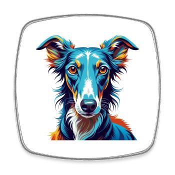 Lévrier polonais Chien race Coloré Dessin animé Kawaii - Magnet carré - blanc - Devant