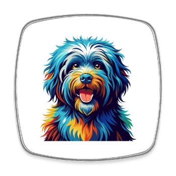 Puli Chien Race Coloré Aquarelle Dessin Animé Kawaii - Magnet carré - blanc - Devant