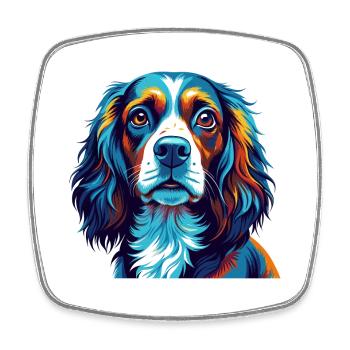 Pont Audemer Epagneul Chien Race Dessin Animé Kawaii - Magnet carré - blanc - Devant