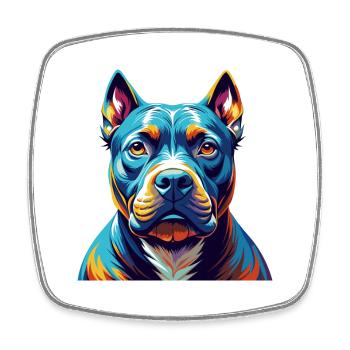 Pitbull Chien Race Coloré Dessin Animé Kawaii - Magnet carré - blanc - Devant