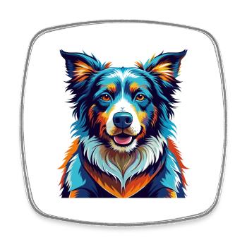 Picardie Schäferhund Rasse Bunt Karikatur Kawaii - Viereckiger Kühlschrankmagnet - Weiß - Vorne