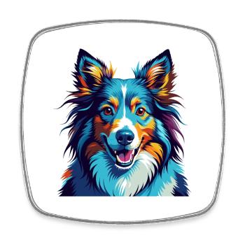 Sheltie Dog Breed Colorful Cartoon Kawaii - Square fridge magnet - white - Front