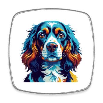 Spaniel Dog Breed Colorful Cartoon Kawaii - Square fridge magnet - white - Front