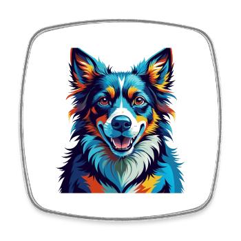Taigan Dog Breed Colorful Cartoon Kawaii - Square fridge magnet - white - Front