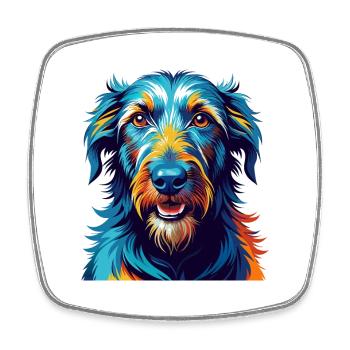 Scottish Deerhound Dog Breed Cartoon Kawaii - Square fridge magnet - white - Front