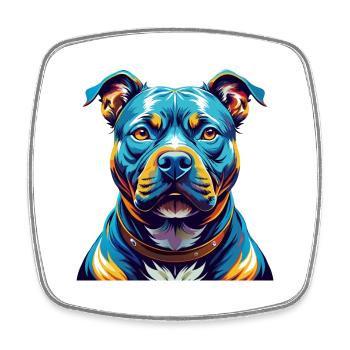 Staffordshire Bullterrier Hunderasse Karikatur - Viereckiger Kühlschrankmagnet - Weiß - Vorne