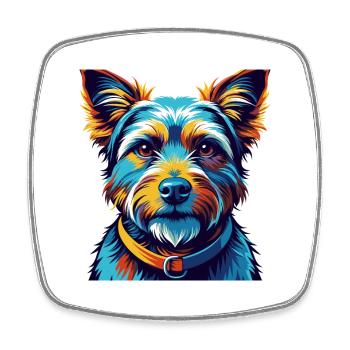 Teddy Roosevelt Terrier Chien Race Dessin animé Kawaii - Magnet carré - blanc - Devant