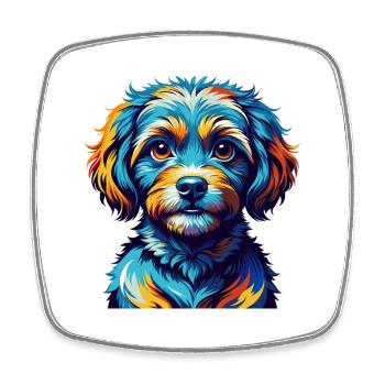 Toy Poodle Dog Breed Colorful Cartoon Kawaii - Square fridge magnet - white - Front